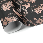 Rose Gold Hummingbird Pattern auf Schwarz Geschenkpapier (Rolleneckpunkt)