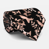 Rose Gold Hummingbird Pattern Black Wedding Krawat Krawatte (Gerollt)