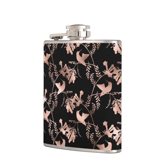 Rose Gold Hummingbird Pattern Flachmann (Links)