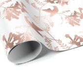 Rose Gold Hummingbird Pattern Wedding Geschenkpapier (Rolleneckpunkt)