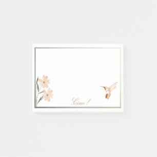 Rose Gold Hummingbird Pink Blume Personalisiert Post-it Klebezettel