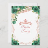 Rose Gold Hunter Green Mexican Floral Quinceñera Einladung (Rückseite)