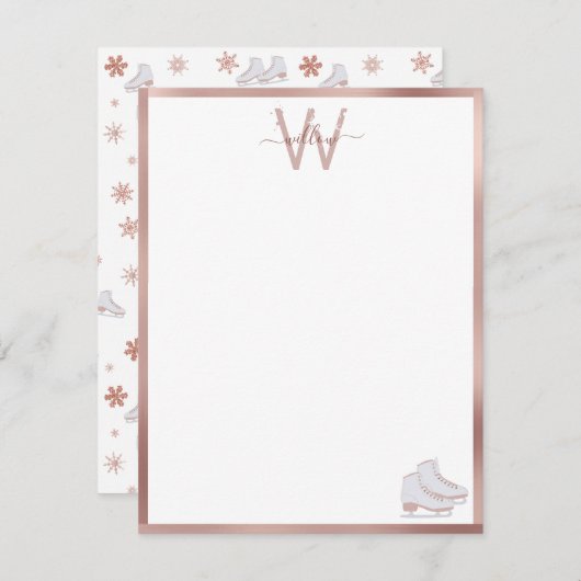 Rose Gold Ice Skate Rosa Skaten Kinder Mitteilungskarte (Vorne/Hinten)
