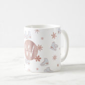 Rose Gold Ice Skate Rosa Skaten Monogram Kaffeetasse (VorderseiteRechts)