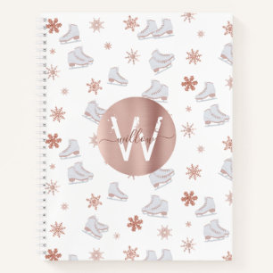 Rose Gold Ice Skate Rosa Skaten Monogram Notizblock