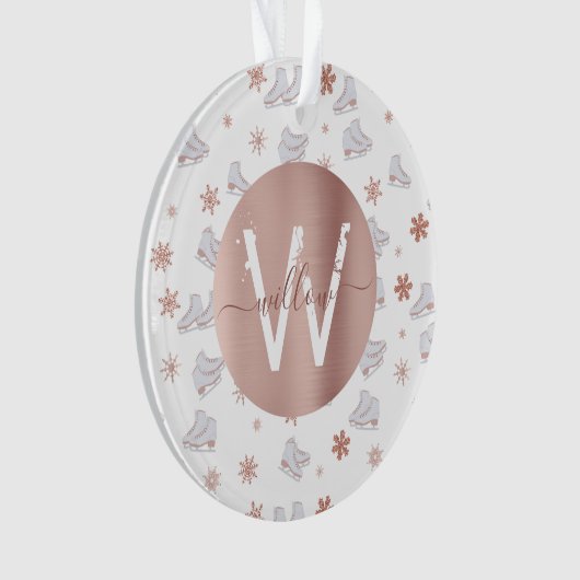 Rose Gold Ice Skate Rosa Skaten Monogram Ornament (Vorderseite)