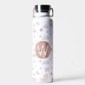 Rose Gold Ice Skate Rosa Skaten Monogram Trinkflasche (Rückseite)