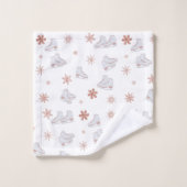Rose Gold Ice Skate Rosa Skaten-Muster Badhandtuch Set (Waschlappen)