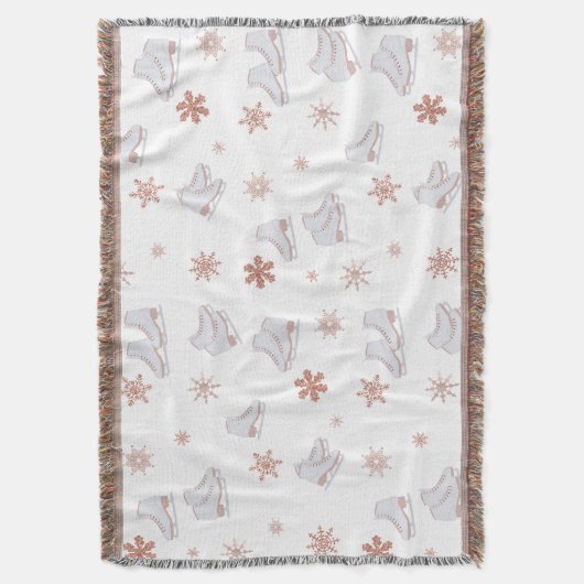 Rose Gold Ice Skate Rosa Skaten-Muster Decke (Vorderseite Vertikal)