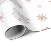 Rose Gold Ice Skate Rosa Skaten-Muster Geschenkpapier (Rolleneckpunkt)
