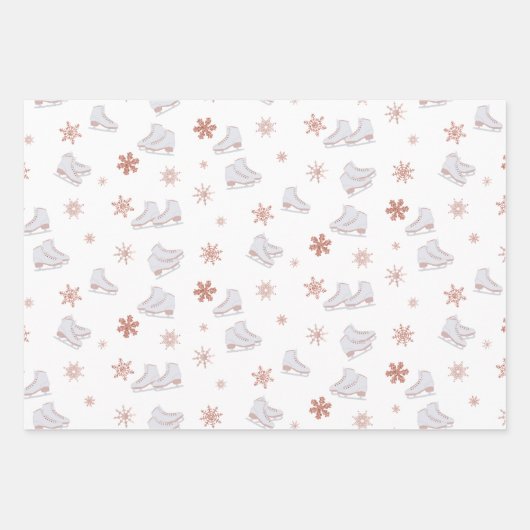 Rose Gold Ice Skate Rosa Skaten-Muster Geschenkpapier Set (Vorderseite 3)