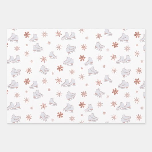 Rose Gold Ice Skate Rosa Skaten-Muster Geschenkpapier Set (Vorderseite 2)