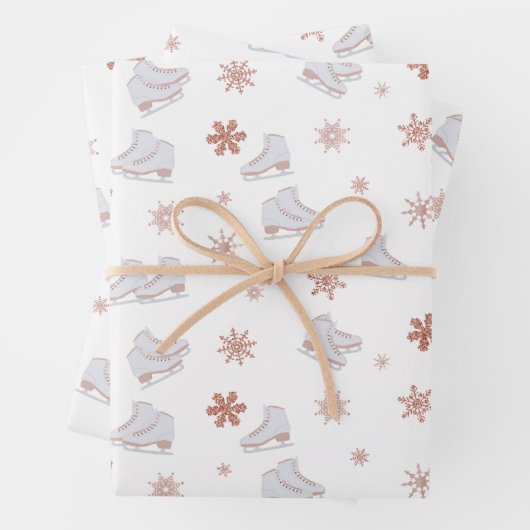 Rose Gold Ice Skate Rosa Skaten-Muster Geschenkpapier Set (Beispiel)