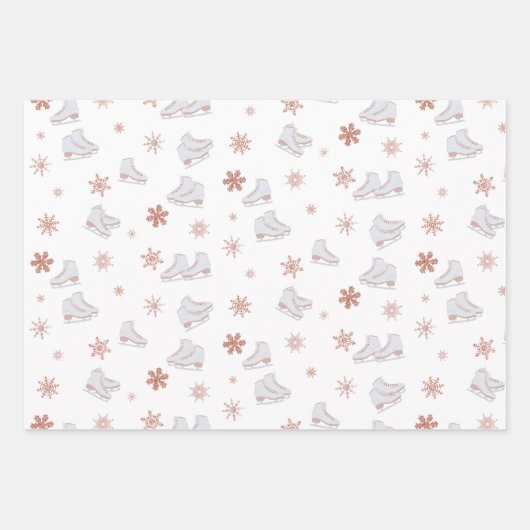 Rose Gold Ice Skate Rosa Skaten-Muster Geschenkpapier Set (Vorderseite)
