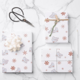 Rose Gold Ice Skate Rosa Skaten-Muster Geschenkpapier Set