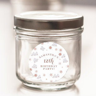 Rose Gold Ice Skate Rosa Skaten zum Geburtstag Runder Aufkleber