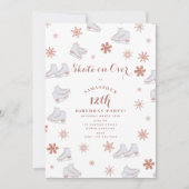 Rose Gold Ice Skates Blush Pink Skating Birthday Einladung (Vorderseite)