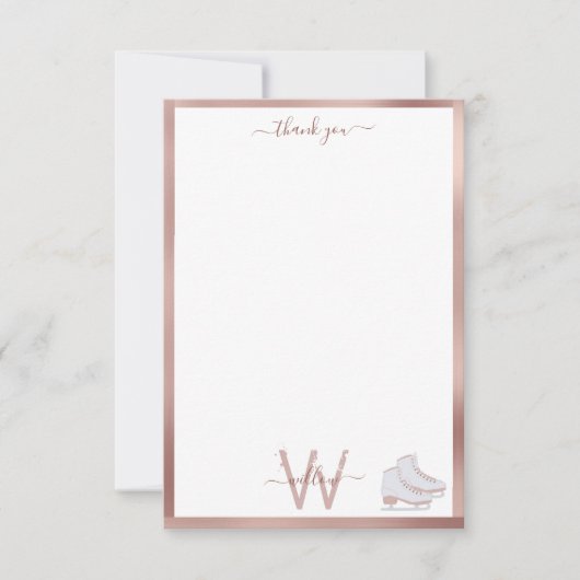 Rose Gold Ice Skates Blush Pink Skating Kids Dankeskarte (Vorderseite)