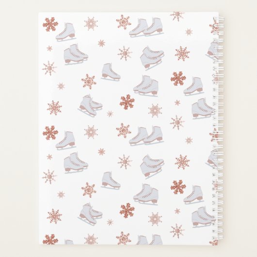 Rose Gold Ice Skates Blush Pink Skating Monogram Planer (Rückseite)