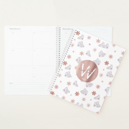 Rose Gold Ice Skates Blush Pink Skating Monogram Planer (Anzeige)