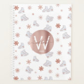 Rose Gold Ice Skates Blush Pink Skating Monogram Planer (Vorderseite)