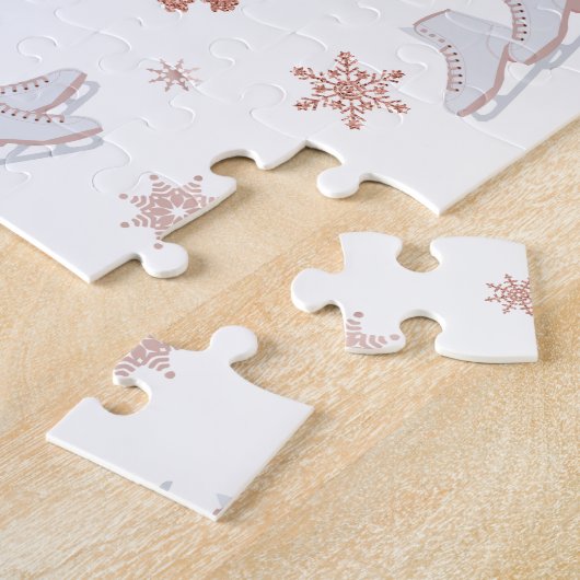 Rose Gold Ice Skates Blush Pink Skating Pattern Puzzle (Seite)