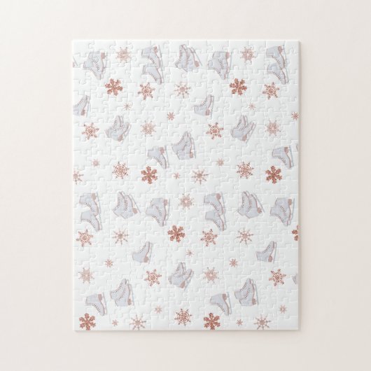 Rose Gold Ice Skates Blush Pink Skating Pattern Puzzle (Vertikal)