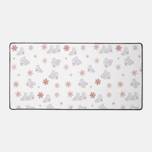 Rose Gold Ice Skates Blush Pink Skating Pattern Schreibtischunterlage (Vorderseite)