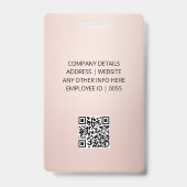 Rose Gold ID Card Metallic Employee Foto Ausweis (Rückseite)