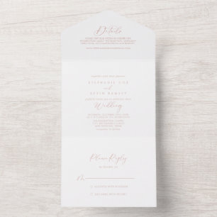 Rose Gold Idyllic Stylish Calligraphy Wedding All In One Einladung