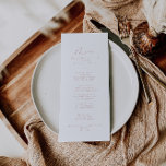 Rose Gold Idyllisch Stilvolles Kalligraphie Abende Menükarte<br><div class="desc">Diese Rose goldfarbene,  stilvolle Kalligraphie-Dinner-Karte eignet sich perfekt für eine rustikale Hochzeit. Das schlichte und elegante Design zeichnet sich durch klassische und extravagante Schrift-Typografie in Rose Gold aus. Dieses Menü kann für Hochzeitsempfang,  Probe Dinner,  Brautparty oder jede Veranstaltung verwendet werden.</div>