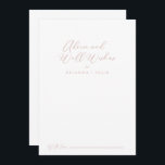 Rose Gold Idyllische Stilvolle Hochzeitsstimmung w Hinweiskarte<br><div class="desc">Diese Rose Gold idyllische stilvolle Hochzeit auch Wünsche Beratung Karte ist ideal für eine rustikale Hochzeit. Das schlichte und elegante Design zeichnet sich durch klassische und extravagante Schrift-Typografie in Rose Gold aus. Diese Karten sind ideal für Hochzeiten, Brautparty, Babydusche, Graduiertenfest u.v.m. Personalisieren Sie die Karten mit den Namen der Braut...</div>