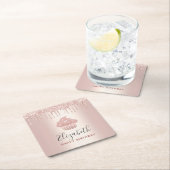 Rose Gold Ihren Namen cupcake Glitzer Tropfen glas Rechteckiger Pappuntersetzer (Vor Ort)