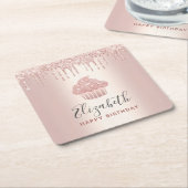 Rose Gold Ihren Namen cupcake Glitzer Tropfen glas Rechteckiger Pappuntersetzer (angewinkelt)