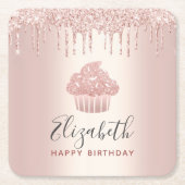 Rose Gold Ihren Namen cupcake Glitzer Tropfen glas Rechteckiger Pappuntersetzer (Vorderseite)