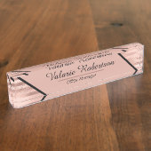 Rose Gold Imitat Fossil Girly Namensplakette (Seite)