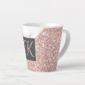 Rose Gold Imitat Glitzer Marmor Mit Monogramm Milchtasse (Rechte Ecke)