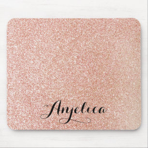 Rose Gold Imitat Glitzer Personalisiert Name Maus  Mousepad