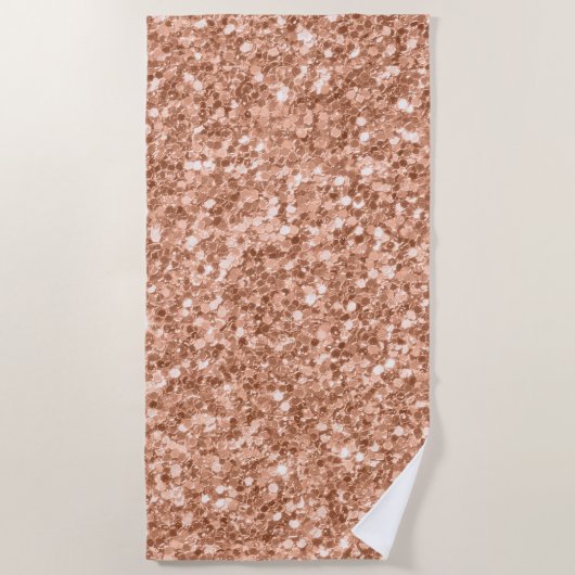 Rose-Gold-Imitat-Glitzer Strandtuch (Vorderseite)