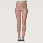 Rose Gold Imitat Metallische Geometrische Gemuster Leggings (Vorderseite)