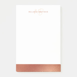 Rose Gold-Imitate belegen Minimalistischen Monogra Post-it Klebezettel