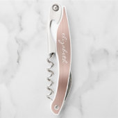 Rose Gold Imitate Brushed Metal Personalisiertes S Kellnermesser (Vorderseite)