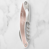 Rose Gold Imitate Brushed Metal Personalisiertes S Kellnermesser (Rückseite)