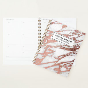 Rose Gold Imitate Fohlen und weißes Marmormuster Planer
