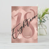 Rose Gold Imitate Foil 18. Geburtstag Einladung (Stehend Vorderseite)