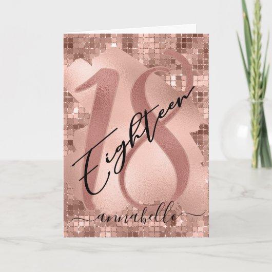 Rose Gold Imitate Foil 18. Geburtstag Karte (Vorderseite)