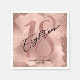Rose Gold Imitate Foil 18. Geburtstag Serviette