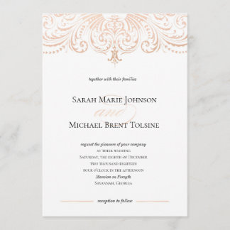 Rose Gold Imitate Foil Boho Chic Hochzeit Einladun Einladung
