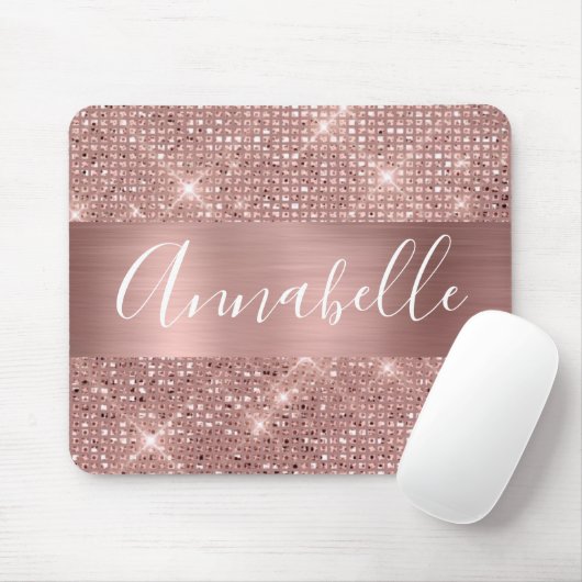 Rose Gold Imitate Foil Chic Mousepad (Mit Mouse)