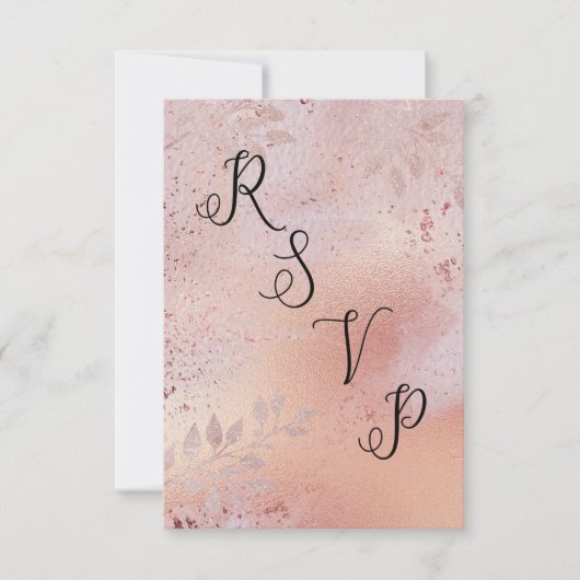 Rose Gold Imitate Foil Texture and Folies RSVP Karte (Vorderseite)